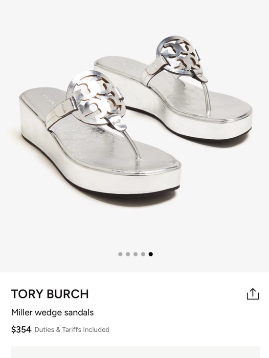 Tory Burch Shoes - Rare Tory Burch Silver Miller Wedge Sandals